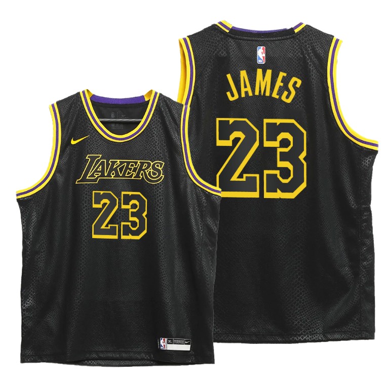 Youth Los Angeles Lakers LeBron James #23 NBA 2020 Honors Kobe Inspired City Mamba Week Black Basketball Jersey WZB0383WO